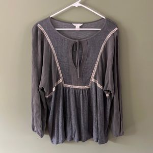 Caslon Grey Peasant Top